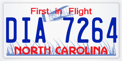 NC license plate DIA7264