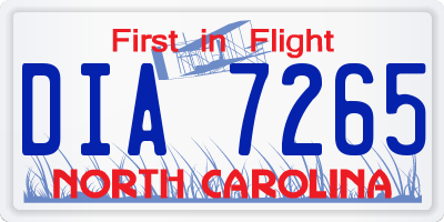 NC license plate DIA7265