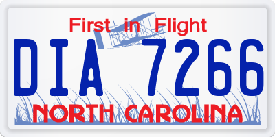 NC license plate DIA7266