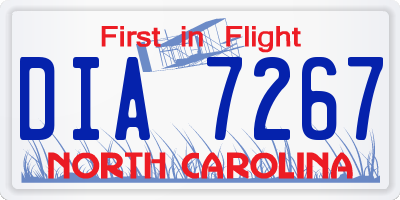 NC license plate DIA7267