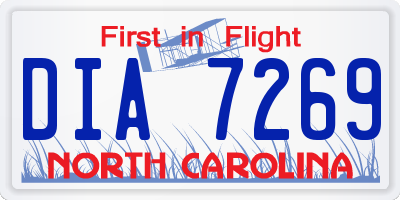 NC license plate DIA7269