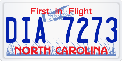 NC license plate DIA7273