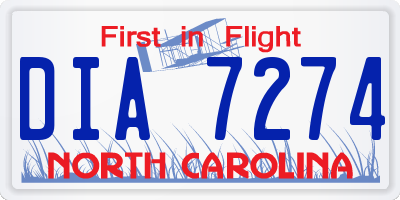 NC license plate DIA7274