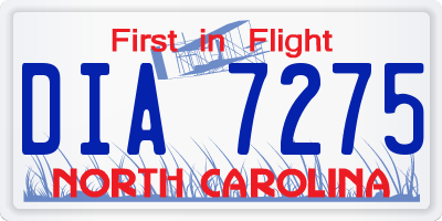 NC license plate DIA7275