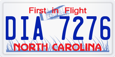 NC license plate DIA7276