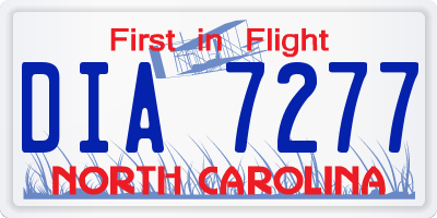 NC license plate DIA7277