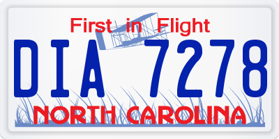 NC license plate DIA7278