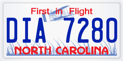 NC license plate DIA7280