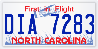 NC license plate DIA7283