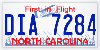 NC license plate DIA7284