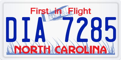 NC license plate DIA7285