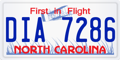 NC license plate DIA7286