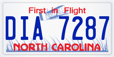NC license plate DIA7287
