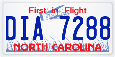 NC license plate DIA7288