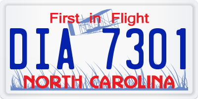 NC license plate DIA7301
