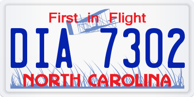 NC license plate DIA7302