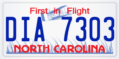 NC license plate DIA7303