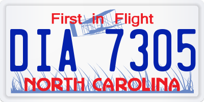 NC license plate DIA7305