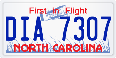 NC license plate DIA7307