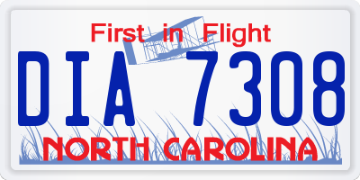 NC license plate DIA7308