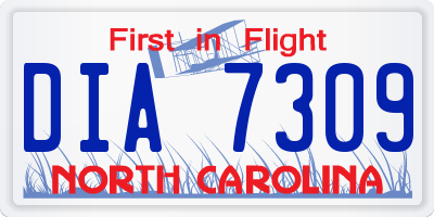NC license plate DIA7309