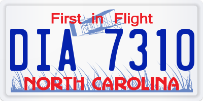 NC license plate DIA7310