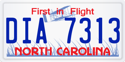 NC license plate DIA7313