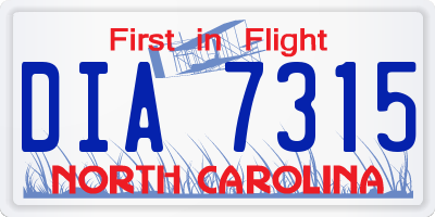 NC license plate DIA7315