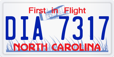 NC license plate DIA7317