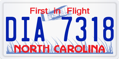 NC license plate DIA7318