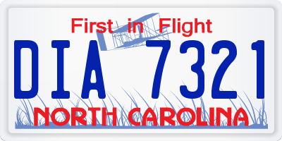 NC license plate DIA7321