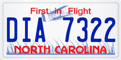 NC license plate DIA7322