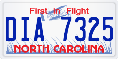 NC license plate DIA7325