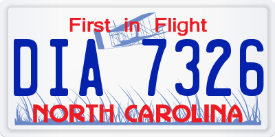 NC license plate DIA7326
