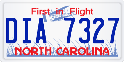 NC license plate DIA7327