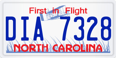 NC license plate DIA7328
