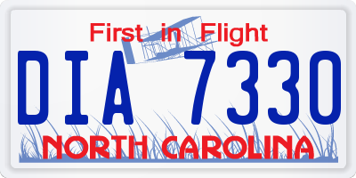 NC license plate DIA7330
