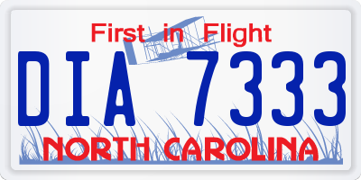 NC license plate DIA7333