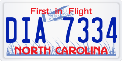 NC license plate DIA7334