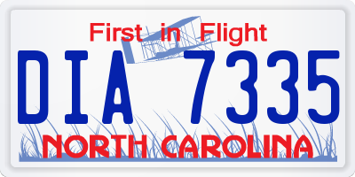 NC license plate DIA7335