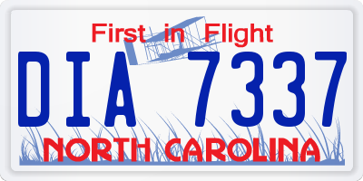 NC license plate DIA7337