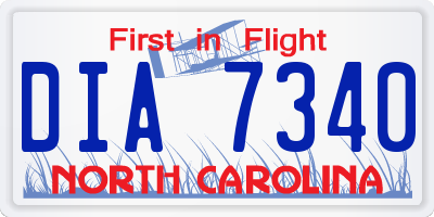 NC license plate DIA7340