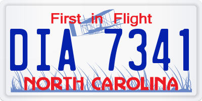 NC license plate DIA7341