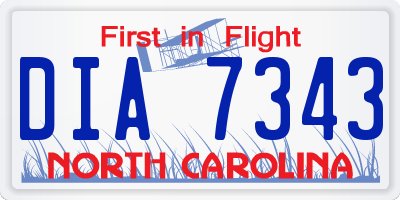 NC license plate DIA7343