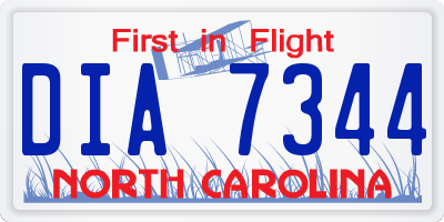 NC license plate DIA7344