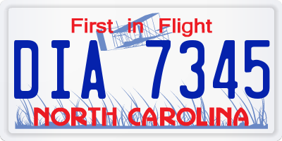 NC license plate DIA7345