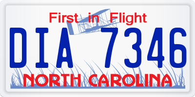 NC license plate DIA7346