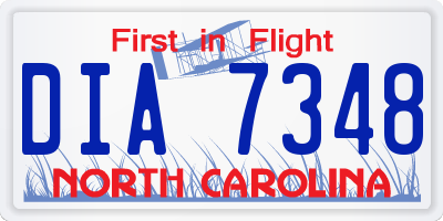 NC license plate DIA7348