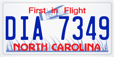NC license plate DIA7349