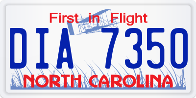 NC license plate DIA7350